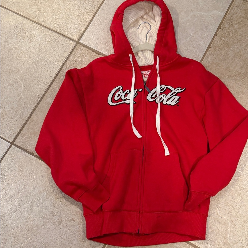 Coca Cola Script Zip Front Hoodie size S